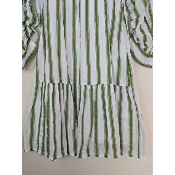 Happy X Nature Green White Striped Tiered Short Dress Womens Size XS - Picture 4 of 11